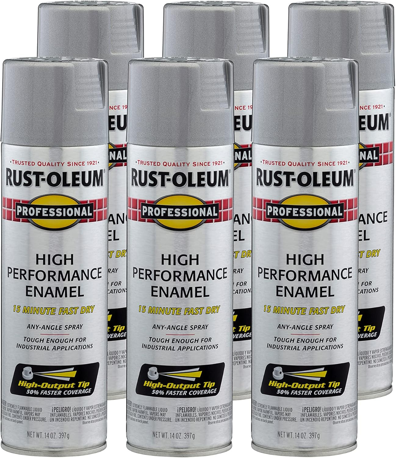 7578838-6PK Professional High Performance Enamel Spray Paint, 15 Oz, Flat Black,