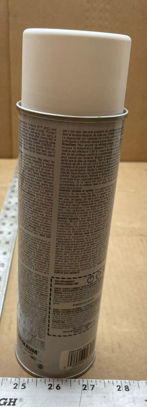 Rust Oleum High Perfomance White Inverted Striping Paint 18OZ.