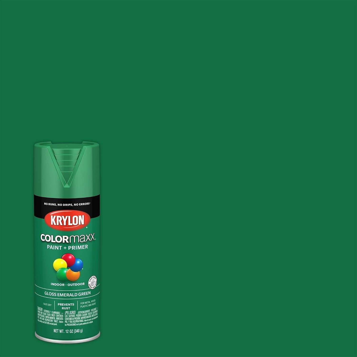 Fast-Drying 12oz Gloss Emerald Green Spray Paint & Primer for Indoor/Outdoor Use
