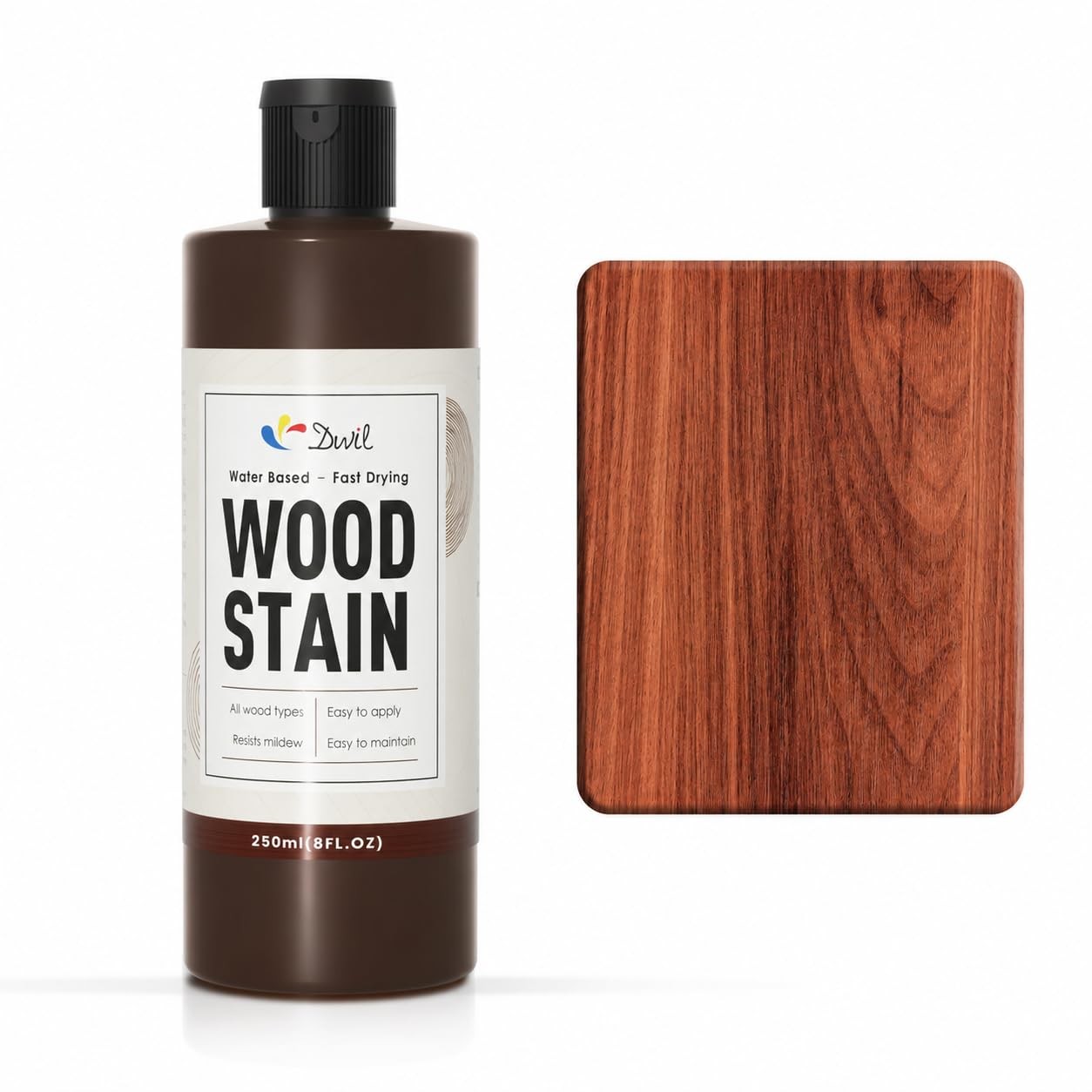 DWIL Water Based Wood Stain – Multiple Finishes, Fast Drying, 8.5OZ, Teak