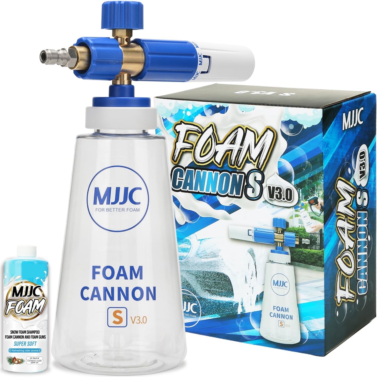 MJJC Foam Cannon S V3.0 Thick Snow Foam Gun 1/4″ Quick Connect + Soap Sample