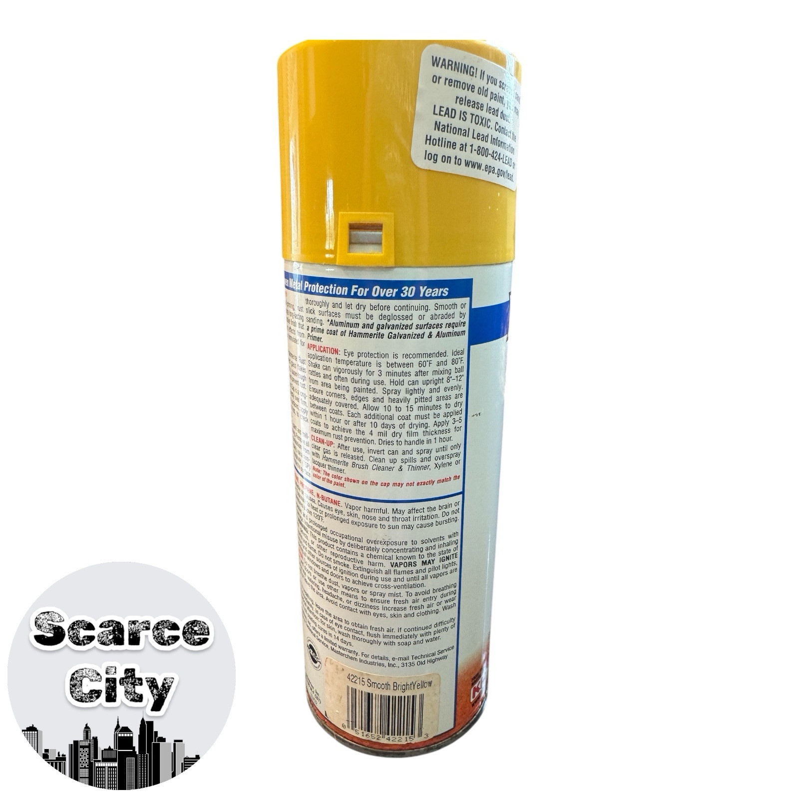 Hammerite Spray Paint Rust Cap Bright Yellow Smooth Finish Discontinued HTF