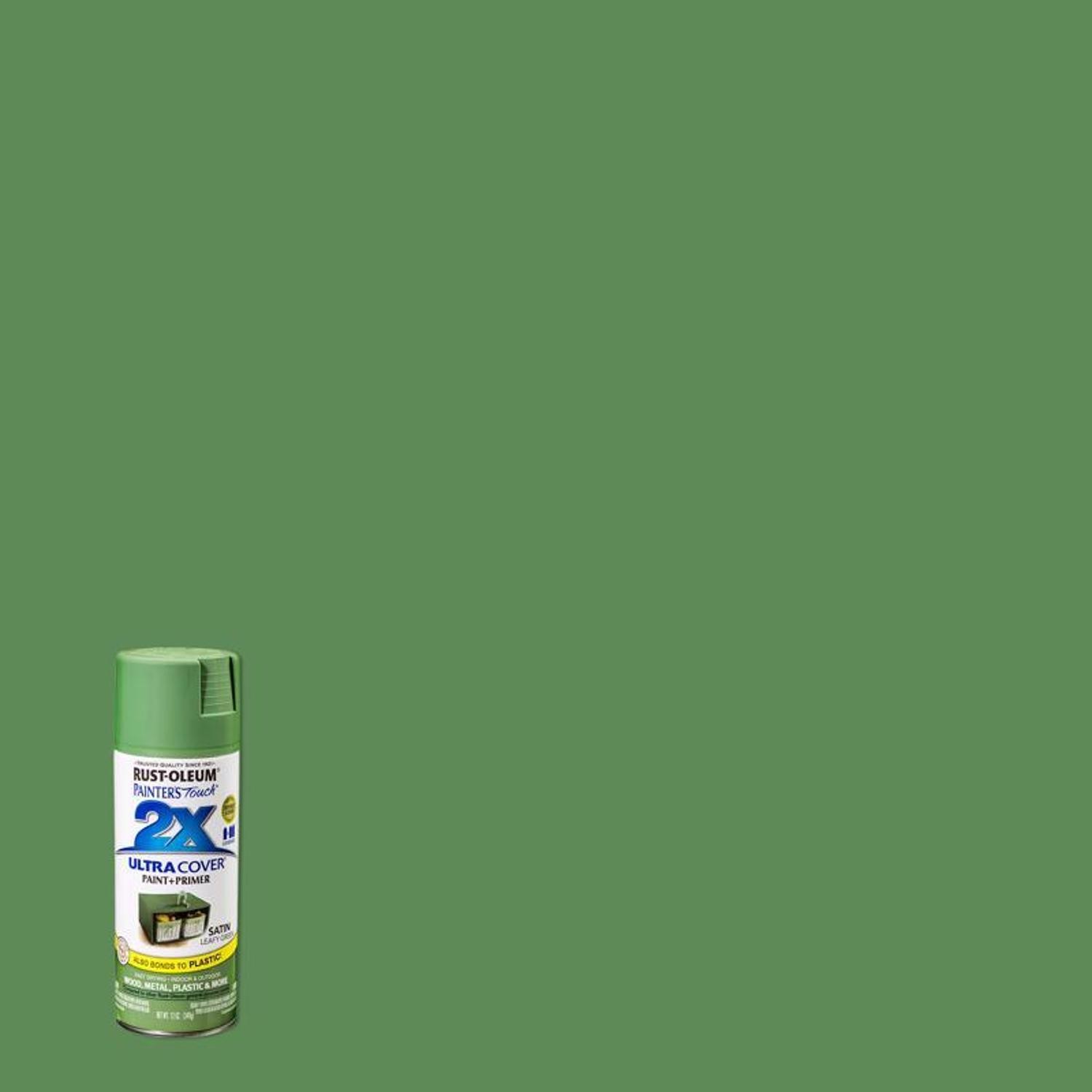 Rust-Oleum 249072 Painter’s Touch Ultra Cover Satin Leafy Green Spray Paint 12oz