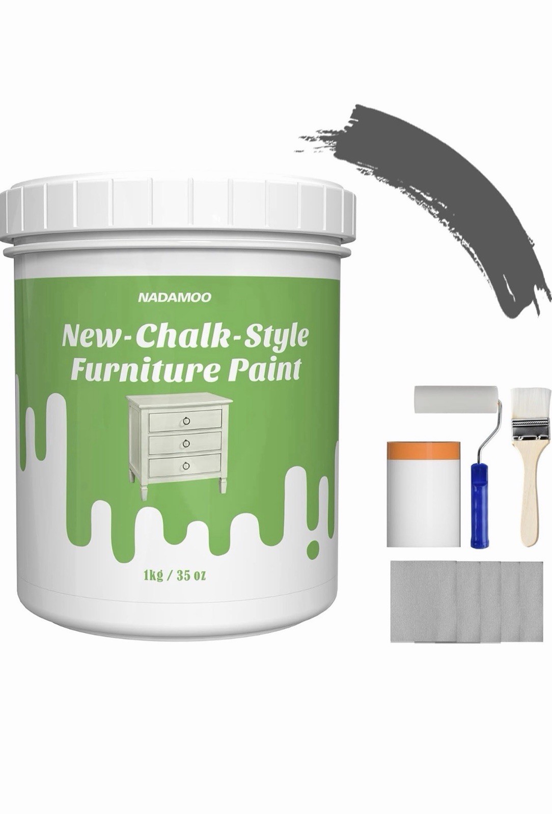 NADAMOO Chalked Paint for Furniture Crafts Countertop Painting, 35 OZ DARK GRAY