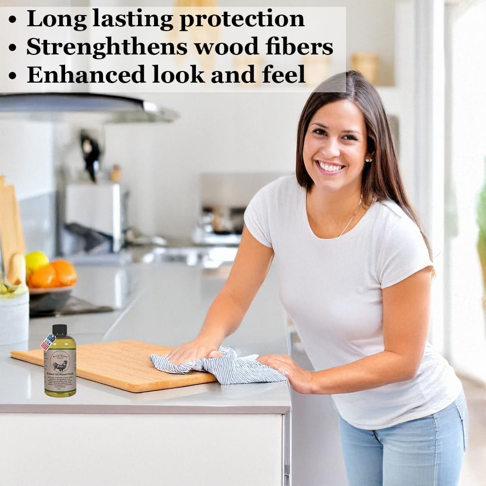 Refined Walnut Oil for Wooden Kitchen Items and More – Premium 9 Fl.Oz, Amber
