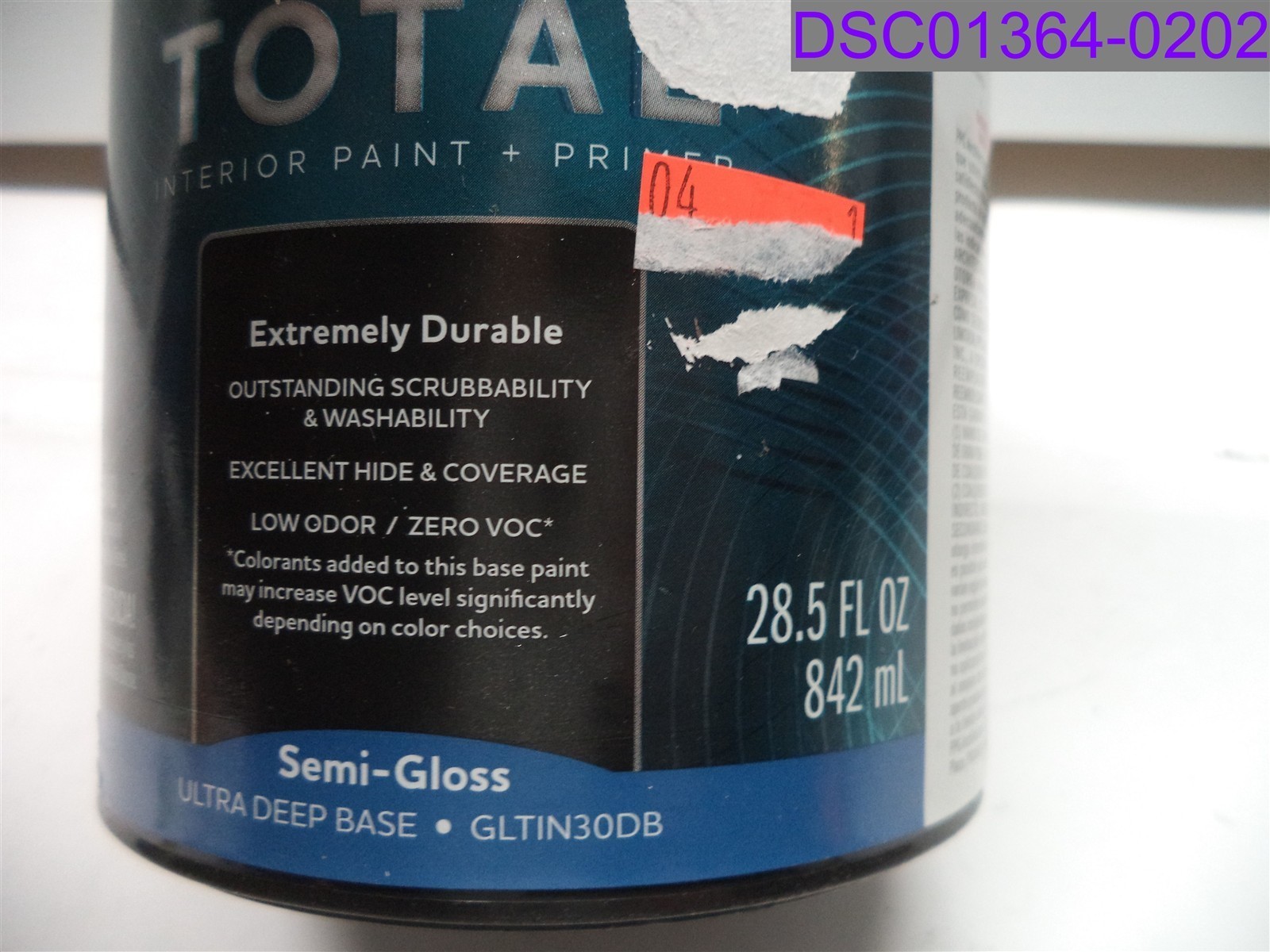 1 Gallon Glidden Total Interior Paint + Primer Semi-Gloss Ultra Deep GLTIN30DB