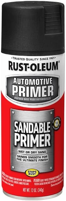 Rust-Oleum 249418-6PK Automotive Sandable Primer Spray, 12 oz, Black, 6 Pack