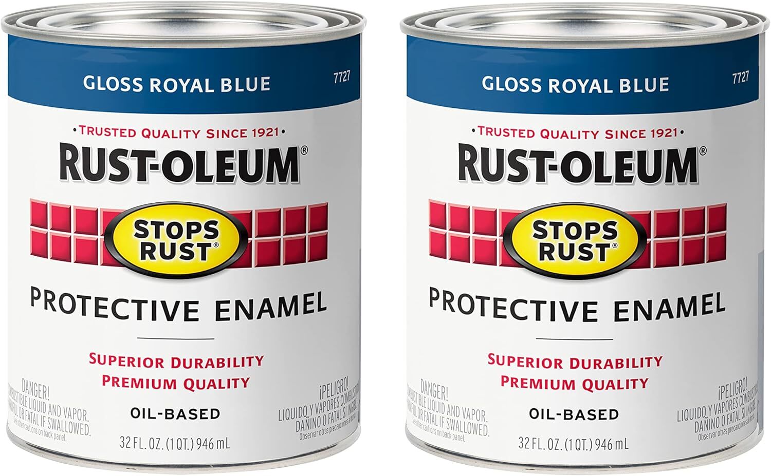 Rust-Oleum Gloss Royal Blue Brush-On Paint Quart Stops Rust Protective Enamel