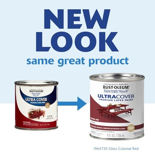 Rust-Oleum 267312-Painter’s Touch Latex Paint, 1 Half Pint, Satin Colonial Red