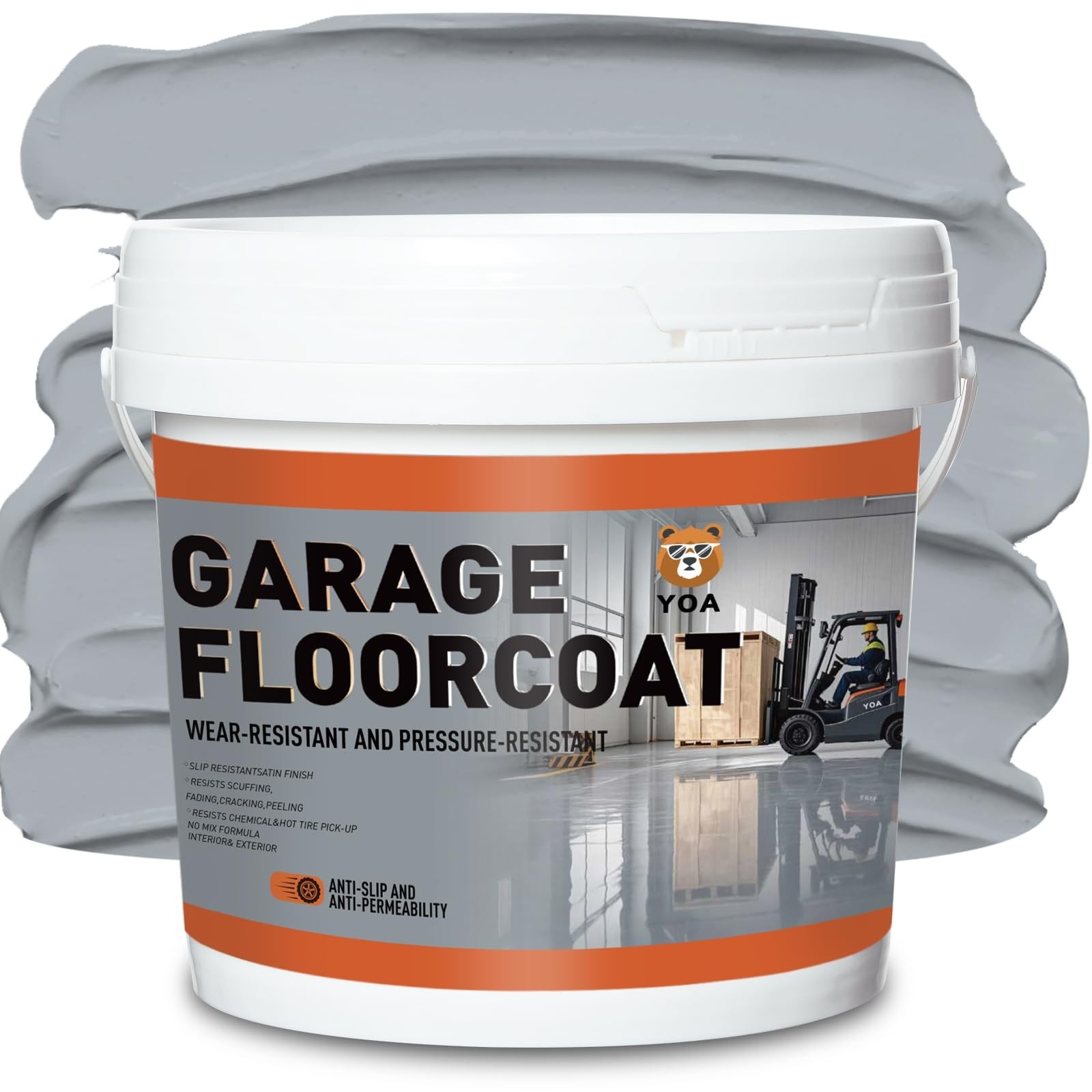 Professional Concrete Garage Floor Paint – 1 Gallon Smoke Gray, Acrylic Coating,