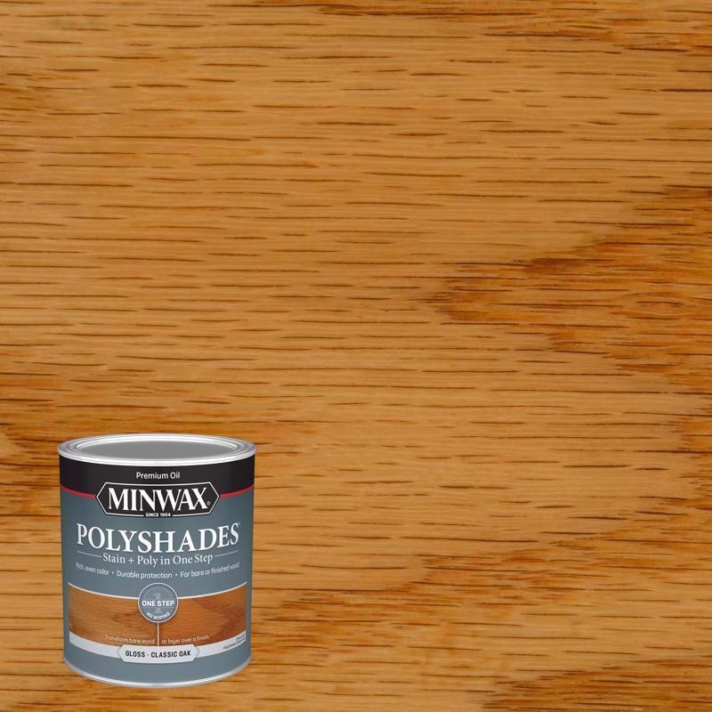 Minwax PolyShades Semi-Transparent Gloss Classic Oak Oil-Based Stain 1 qt