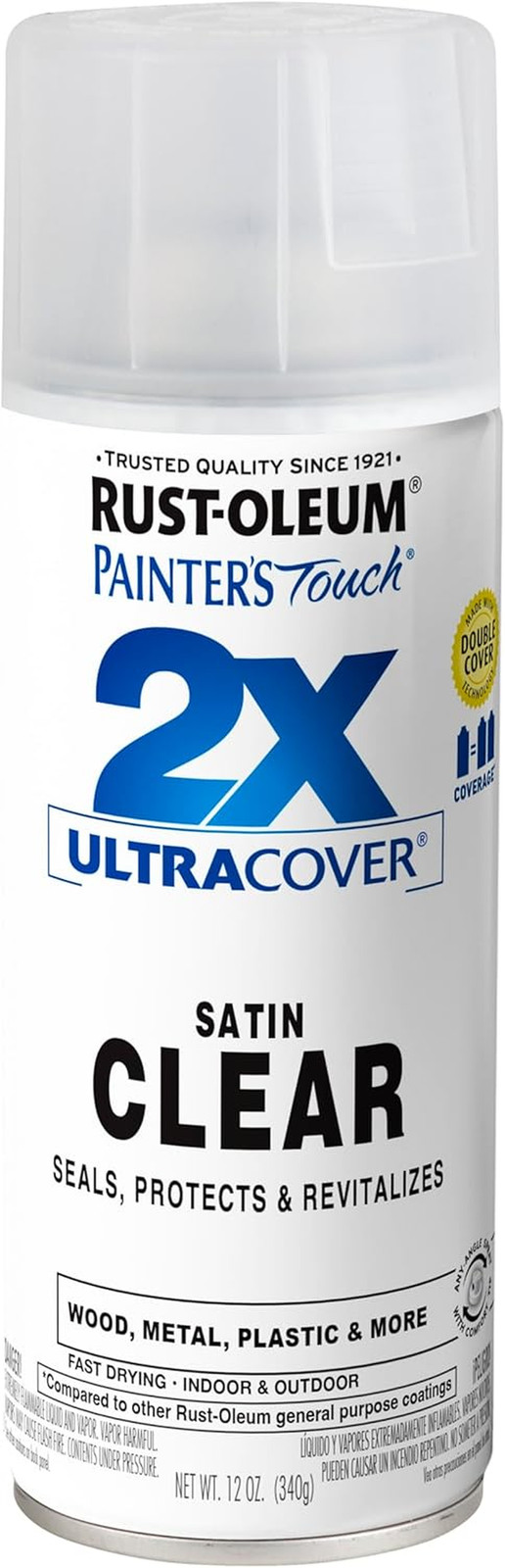 249845 Painter’S Touch 2X Ultra Cover Spray Paint, 12 Oz, Satin Clear