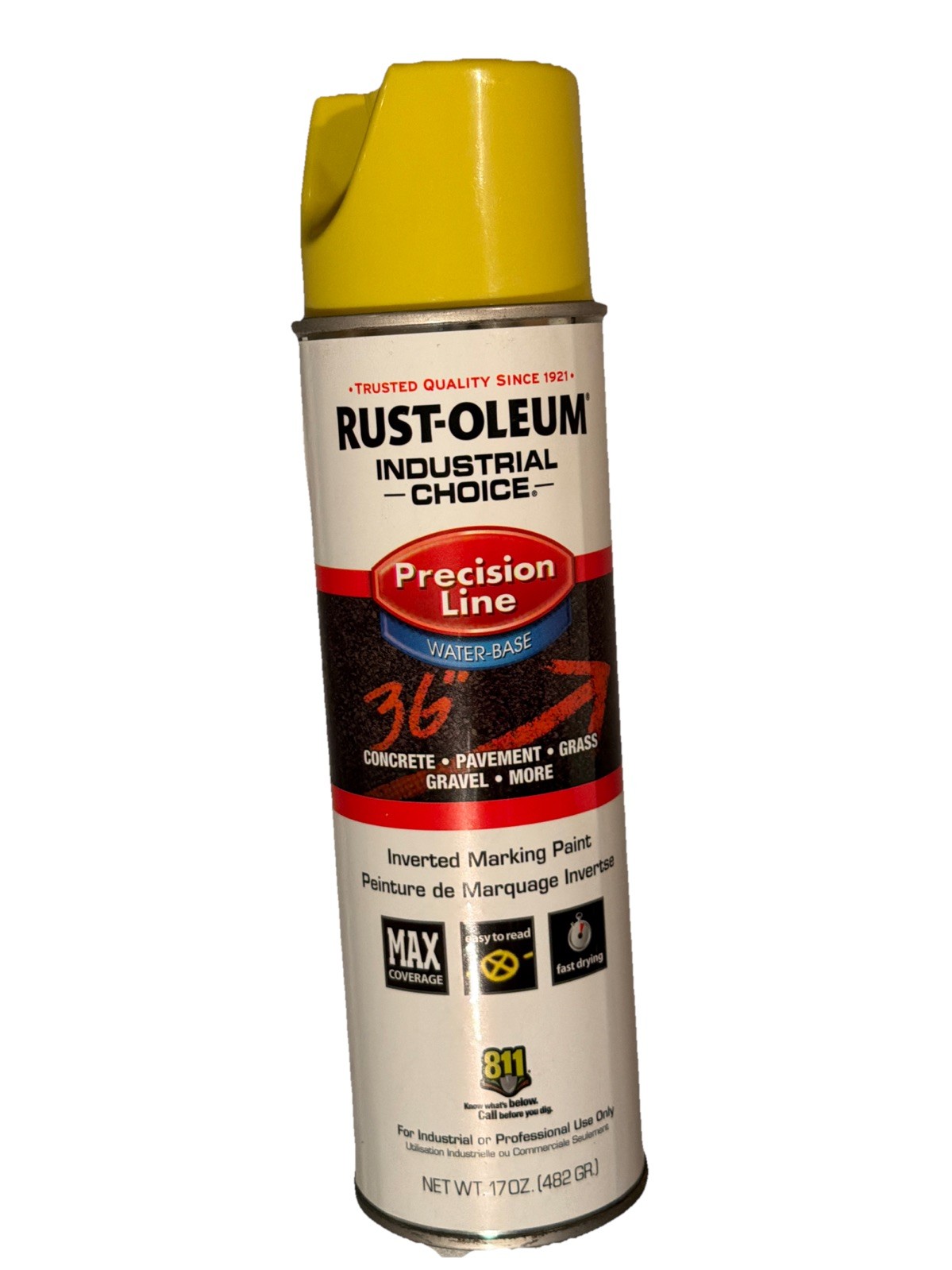 Rust-Oleum 203034 Precision Line Marking Paint, 20 Oz, Yellow, 5 PACK