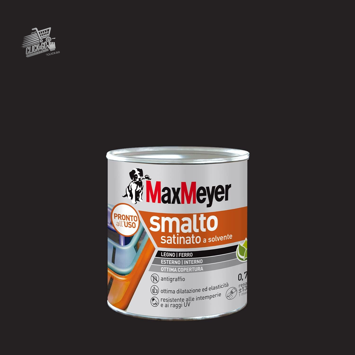 Solvent Enamel for Iron and Satin Wood BLACK R9005 0.750L