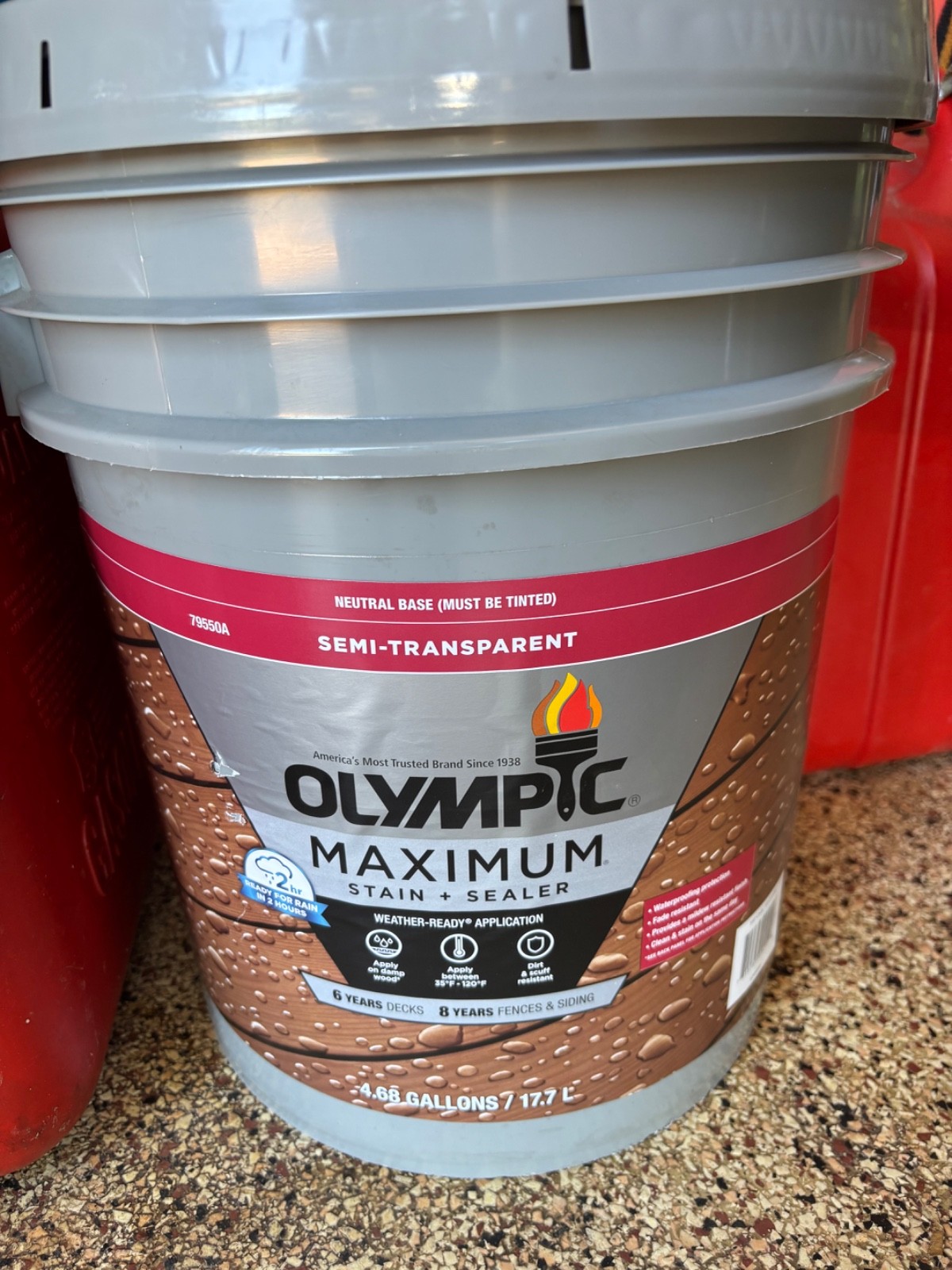 Olympic Maximum deck stain and sealer ( Rosewood Color )
