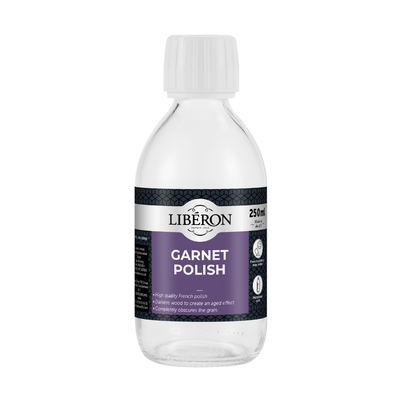Liberon Garnet French Polish 250ml – Dark Brown Shellac for Antique Wood