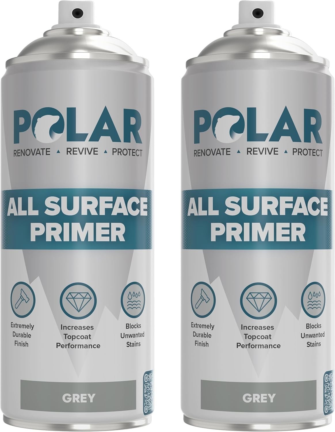 2-Pack Polar Matte Gray Spray Primer for Wood, Metal & Plastic – Fast-Drying