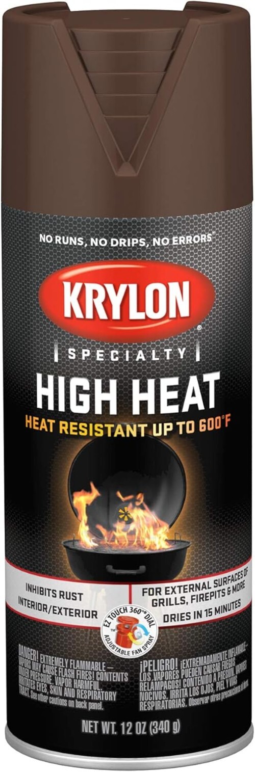 Rust-Resistant High Heat Spray Paint, 12oz Brown – Ideal for Exterior & Interior