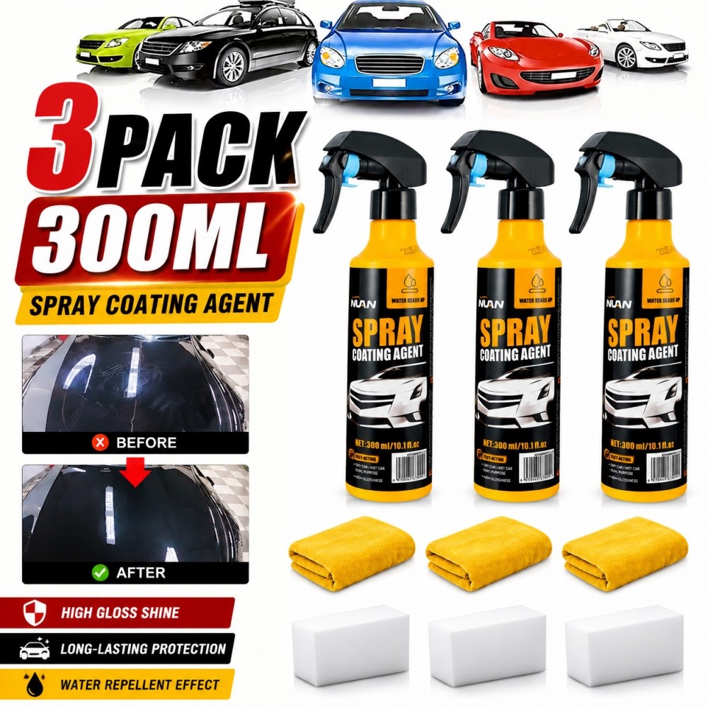 3PCS NUAN Car Coating Spray Set Quick Effect Coating Agent Quickly Coat Car Wax