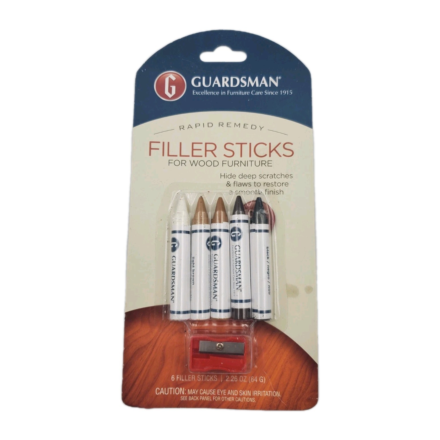 Guardsman Rapid Remedy 5 Color Wood Furniture Filler Sticks Plus Sharpener