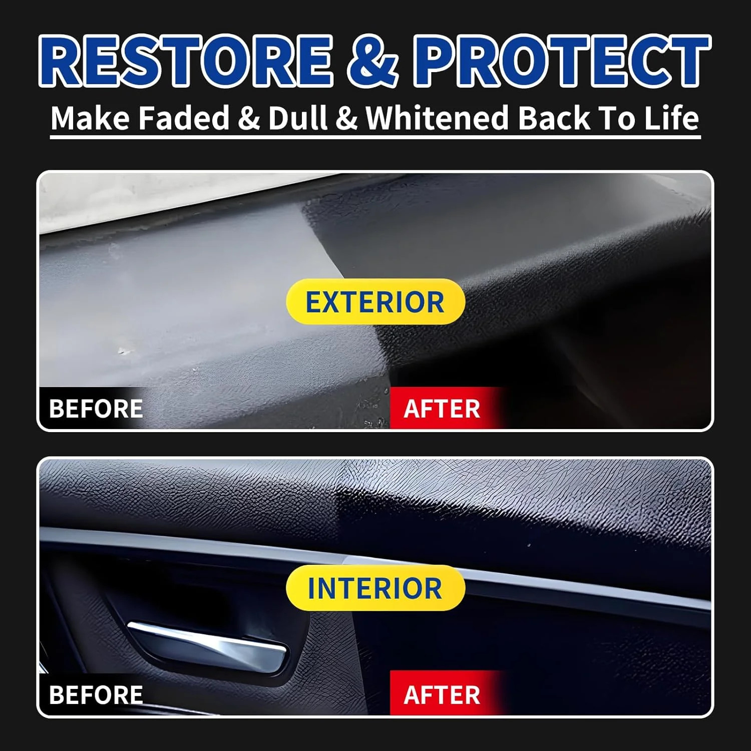 Plastic Restorer for Cars, Restores Faded Plastic, Vinyl, Rubber, Trim, Bumpers