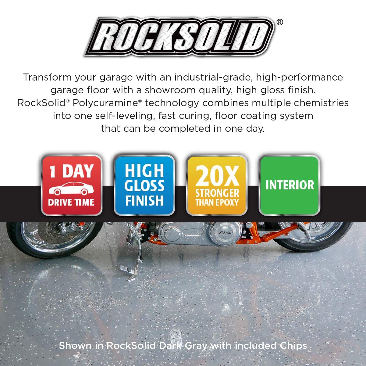 Rust-Oleum 318697 RockSolid Polycuramine Garage 128 Fl Oz (Pack of 1), Black