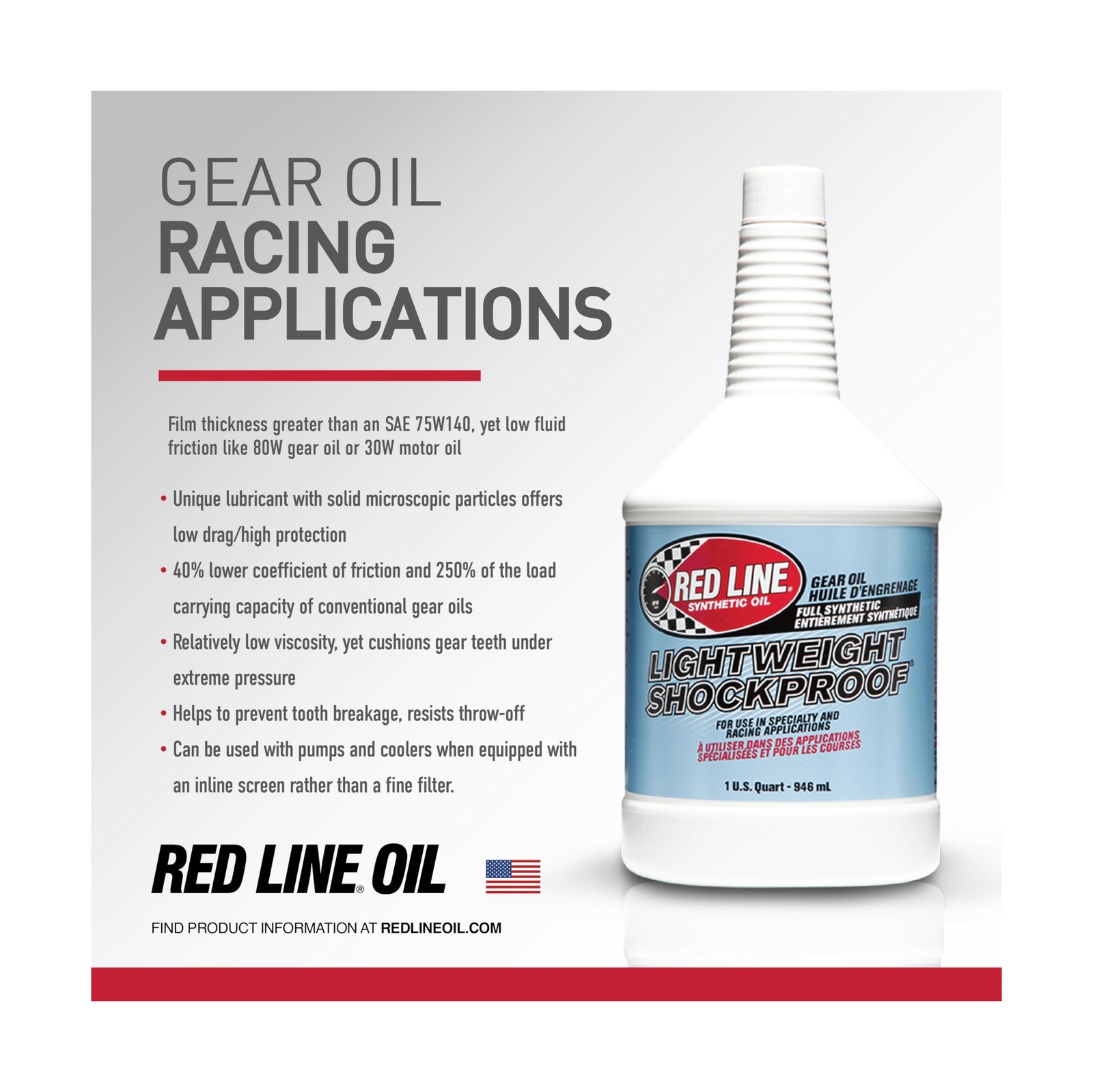 Red Line 58404 Lightweight Shockproof Gear Oil – 1 Quart (4 Pack)