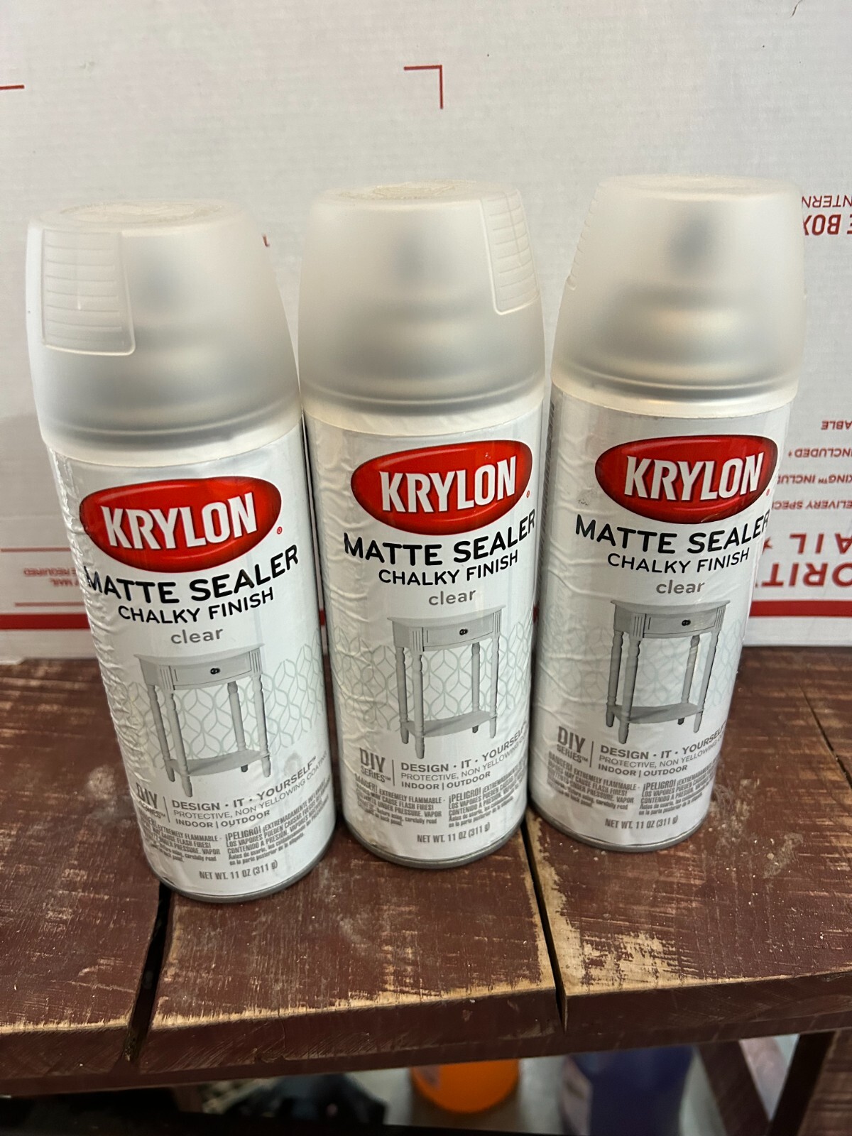 New 3-pack Krylon Matte Sealer Chalky Finish Spray Paint Clear 11 oz K04117000