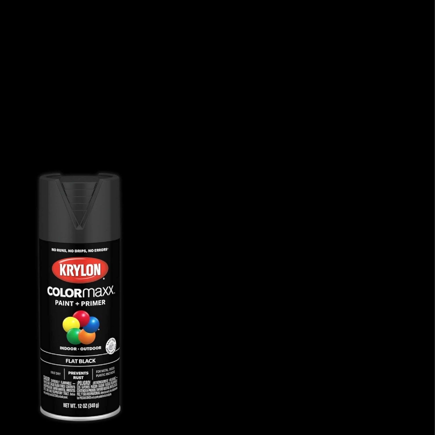 COLORmaxx Indoor/Outdoor Flat Black Spray Paint – Rust-Resistant, 12oz x 2 Cans