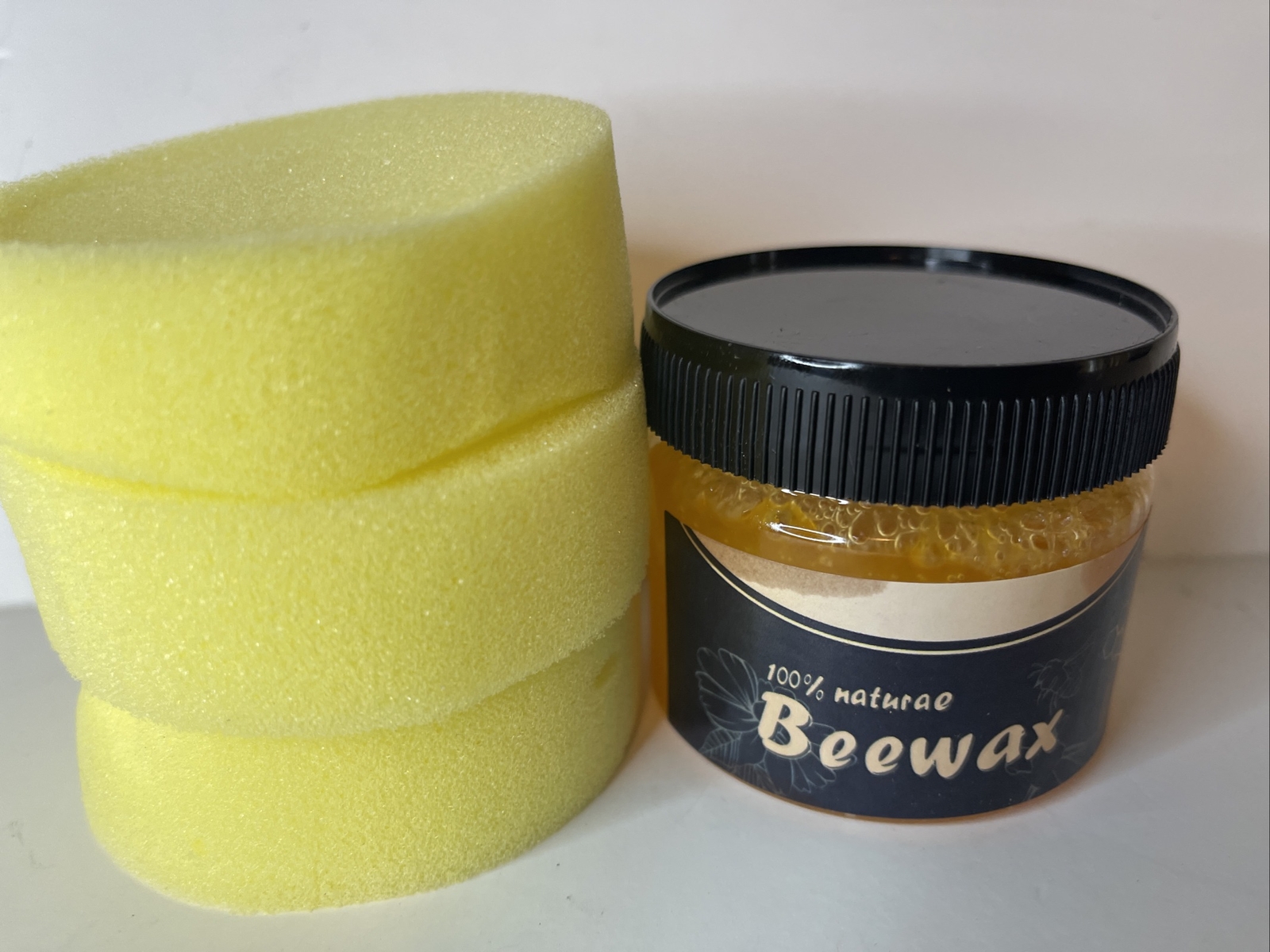 100% Natural Beeswax 3oz Wood/Furniture Cleaning Candles w/ 3 Polishing Sponges