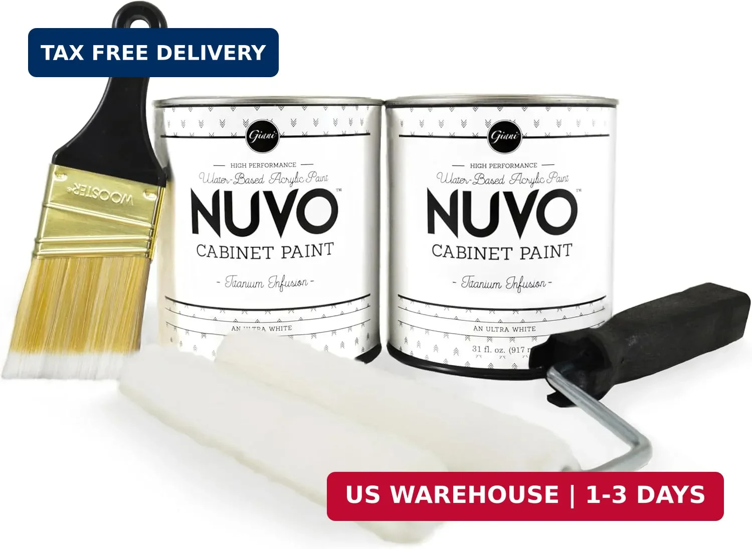 Nuvo Titanium Infusion Cabinet Makeover Kit – Easy DIY 7-Piece Set, Brilliant Wh
