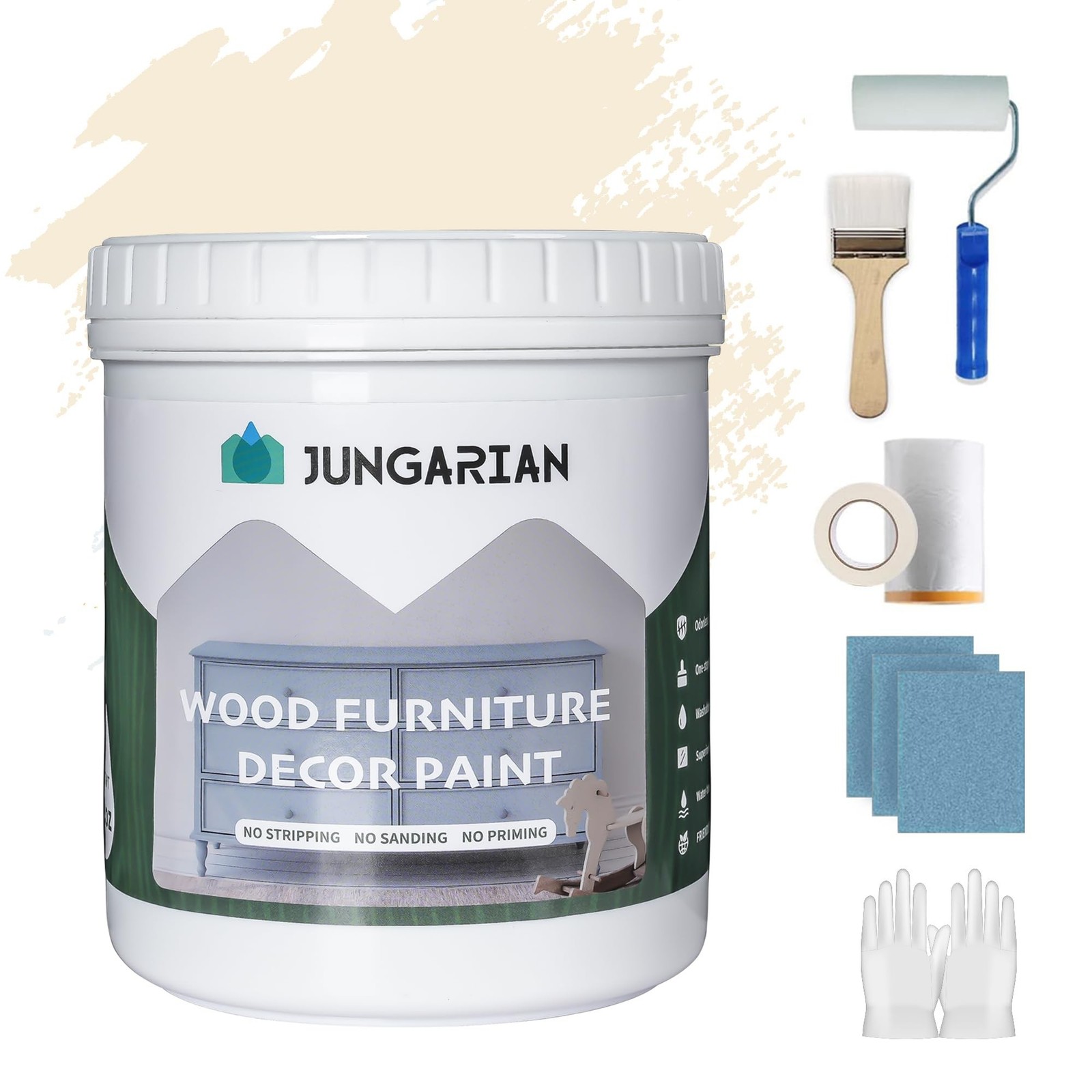 Furniture Paint Kit 32oz with Tools – Water-based & Low Odor All-in-One No Sa…