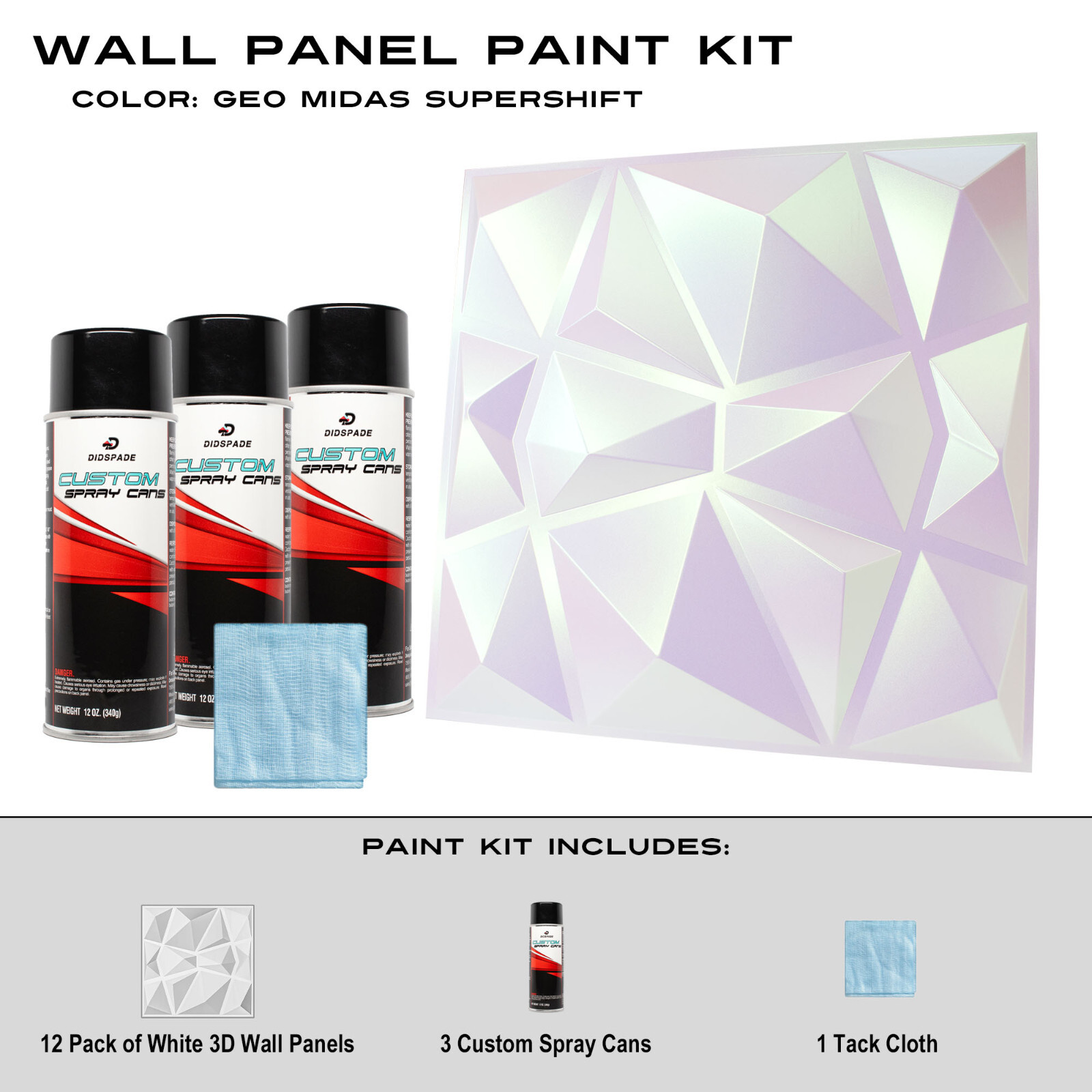 Geo Midas SuperShift White Wall Panel Paint Kit Gold Green Aqua Blue Purple
