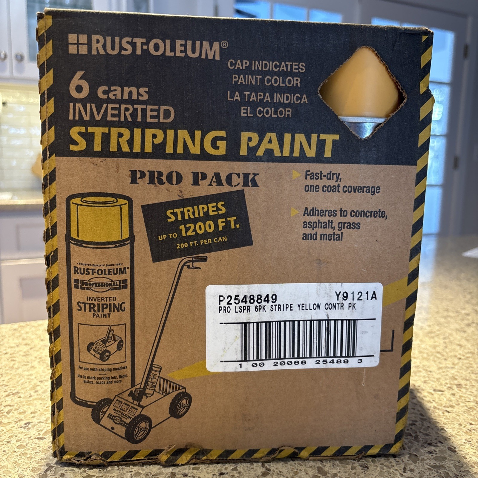 Rust-Oleum P2548849 Yellow Inverted Striping Spray Paint 18oz 6-Pack New