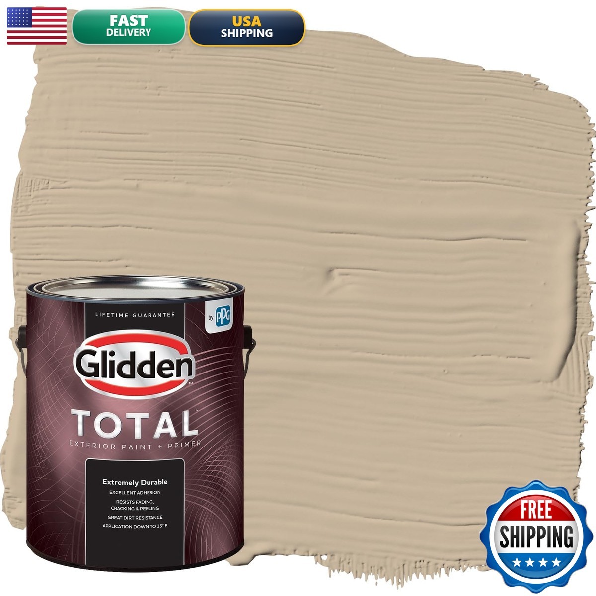 Glidden Total 1 Gal. Best Beige/Beige Satin Exterior Paint Premiumr