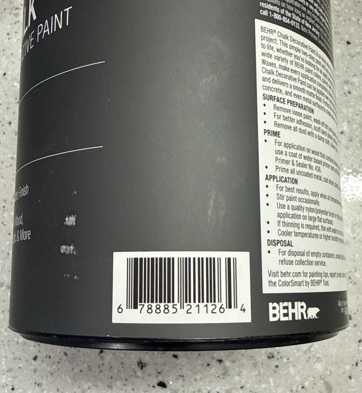 Behr Premium Chalk Decorative Paint Aged Gray Matte 32 fl oz Unique Finish