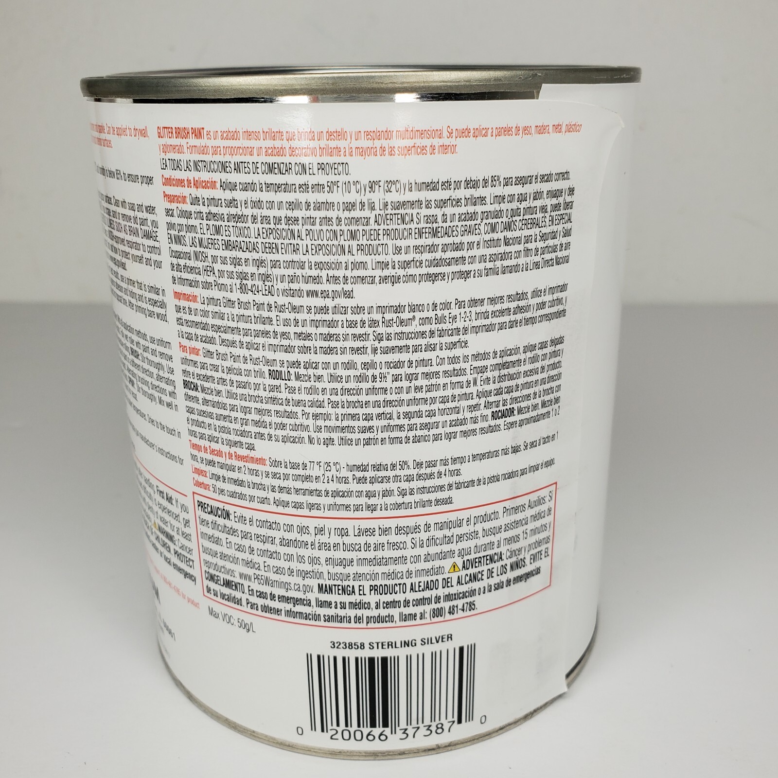 Rust-oleum Glitter Interior Wall Paint Sterling Silver Intense Shimmer 32oz 1 Qt
