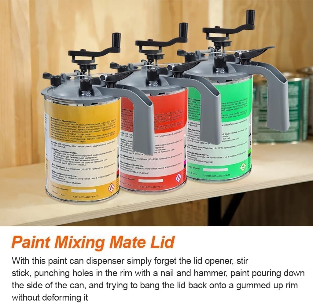 2 PCS Paint Mixing Lid Kit, 1L/Quart Paint Can Mixer with Drip-Free Pouring Spou