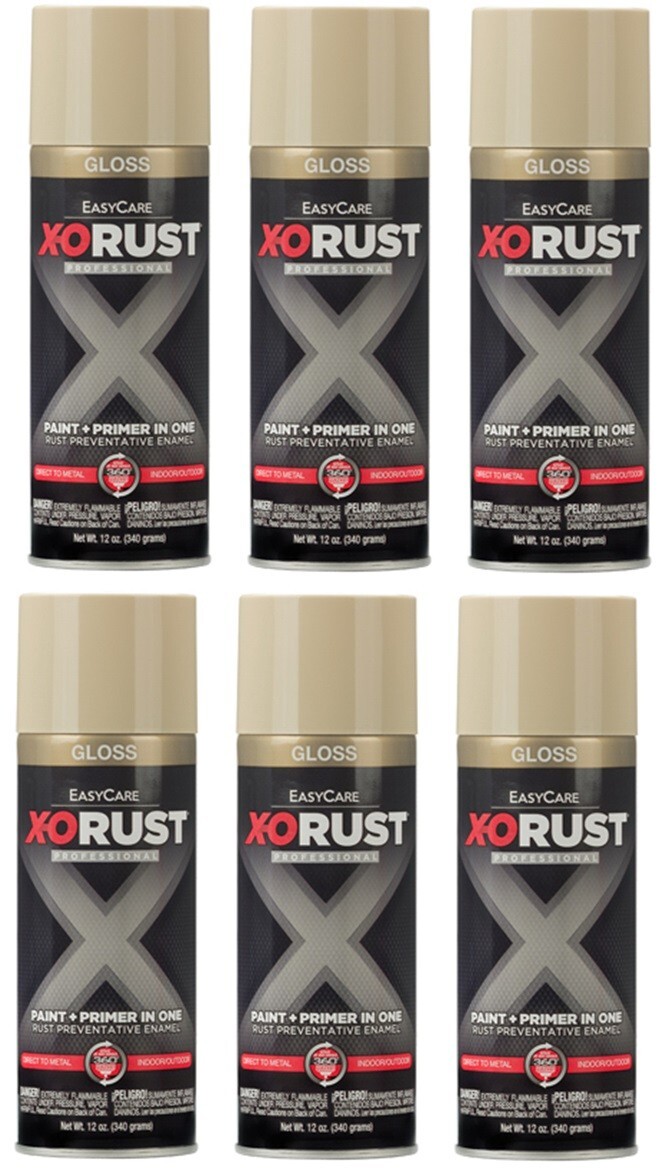 X-O Rust XOP23-AER Gloss ALMOND Anti-Rust Enamel Spray Paint Primer – 6 Pack