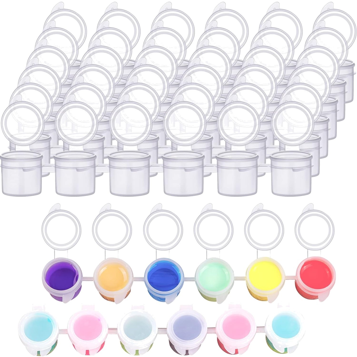 36 Empty Paint Pots, Small Containers, 5ml Acrylic Paint Cups, Lids