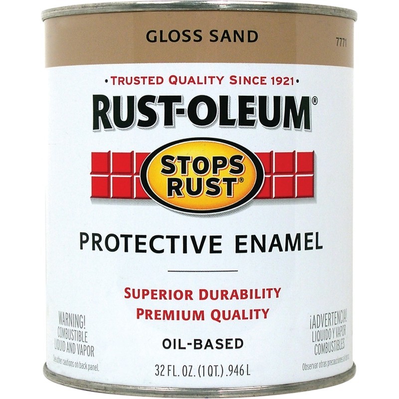 RUST-OLEUM STOPS RUST 7771502 Protective Enamel, Gloss, Sand, 1 qt Can