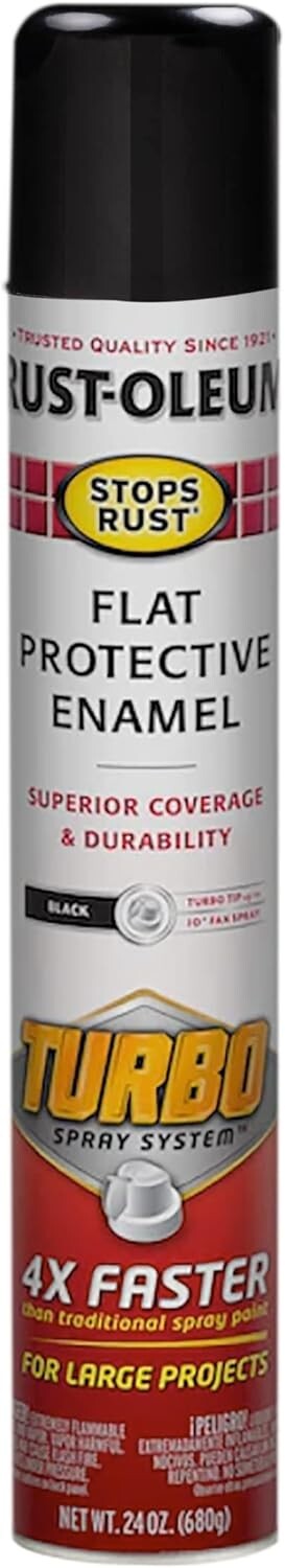 Rust-Oleum 376298 Stops Rust Turbo Spray System Spray Paint, 24 oz, Flat Black