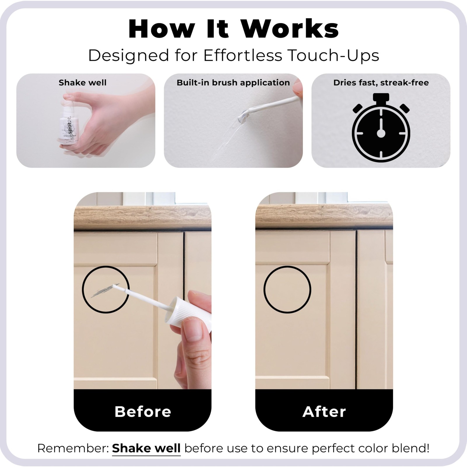 spot. Touch-Up Paint | Matte Finish for Cabinets, 1 Fl Oz (Pack of 3), Beige