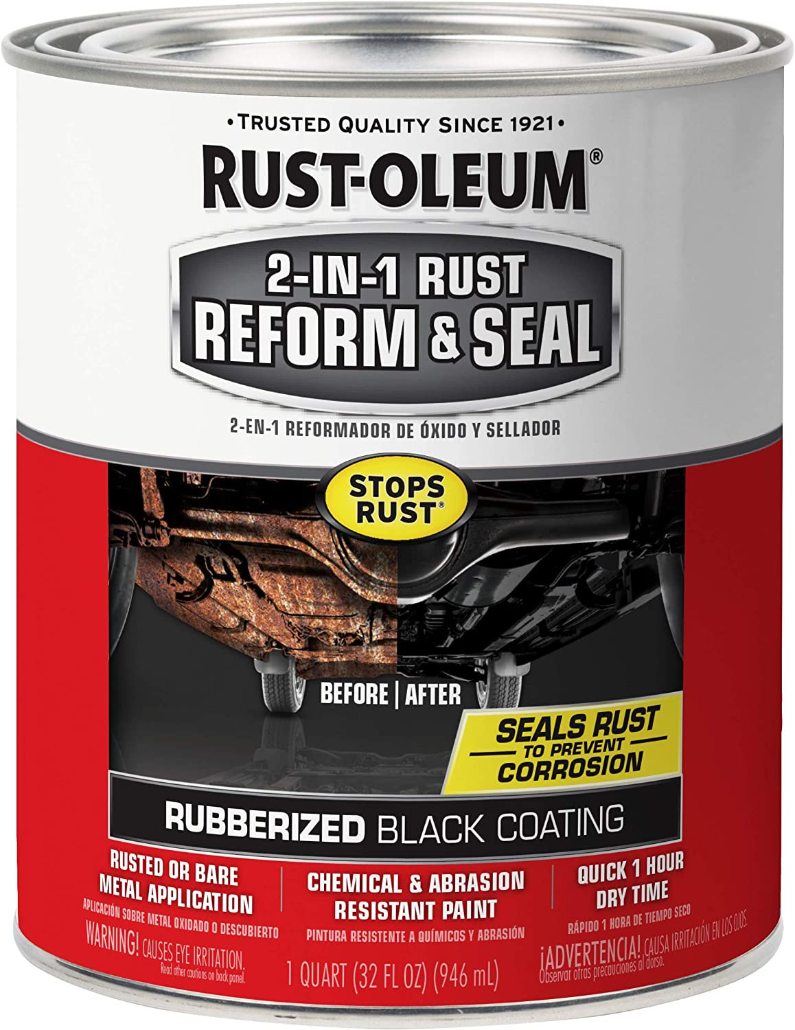 344763 Automotive 2-In-1 Rust Reform & Seal, Quart, Black, 32 Fl Oz (Pack of 1)