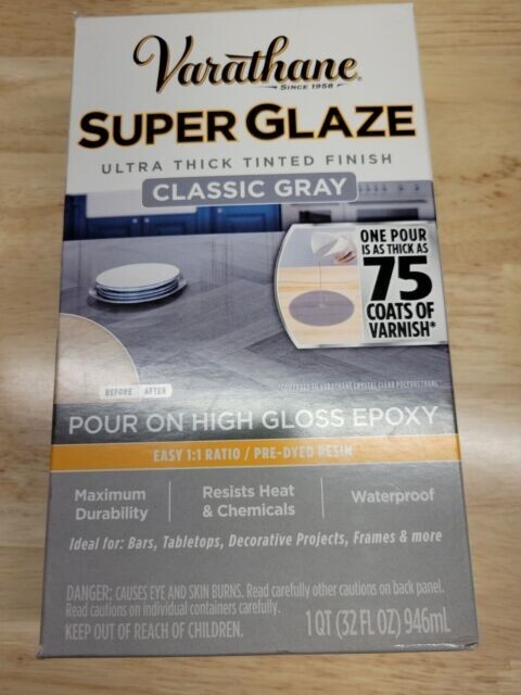 Varathane 363903 Super Glaze Pour-On High Gloss Epoxy Quart Classic Gray