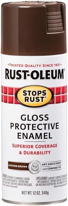 Rust-Oleum 7775830 Stops Rust Spray Paint, 12-Ounce, Gloss Leather Brown