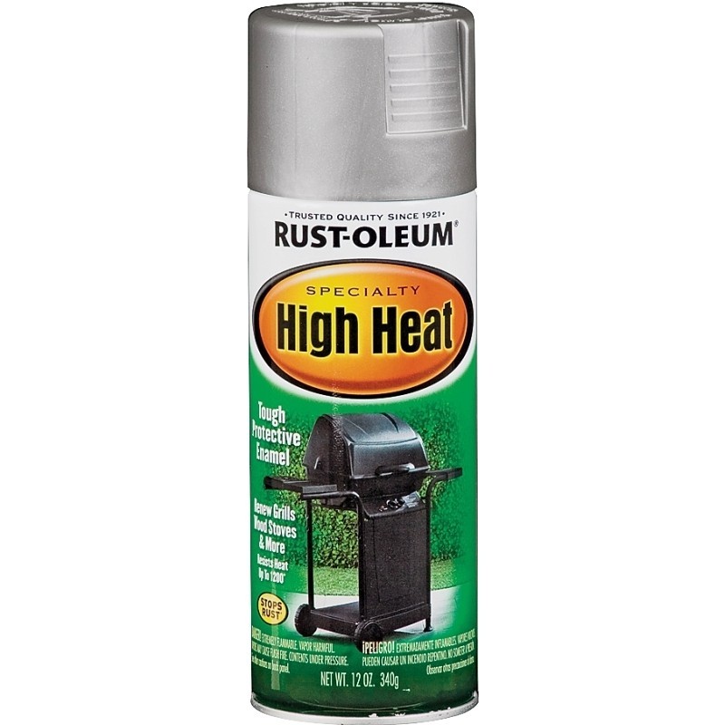 Rust-Oleum 7716830 High Heat Spray Paint, Satin, Silver, 12 oz, Can, Oil