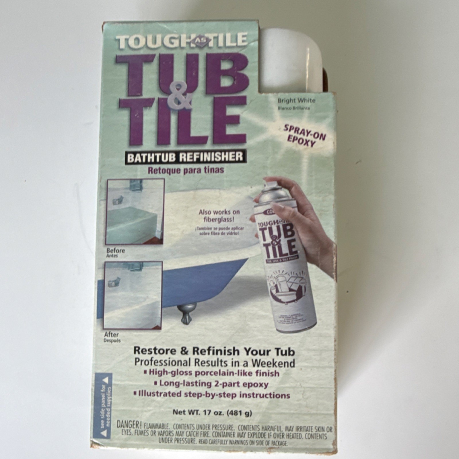 Homax Tub and Tile Refinishing Kit Spray-On Epoxy Bright White 17 oz High-gloss