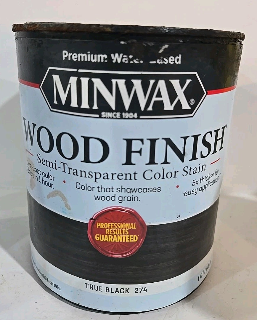 Minwax True Black # 274 Wood Finish Water-Based Semi-Transparent Stain 1 Quart