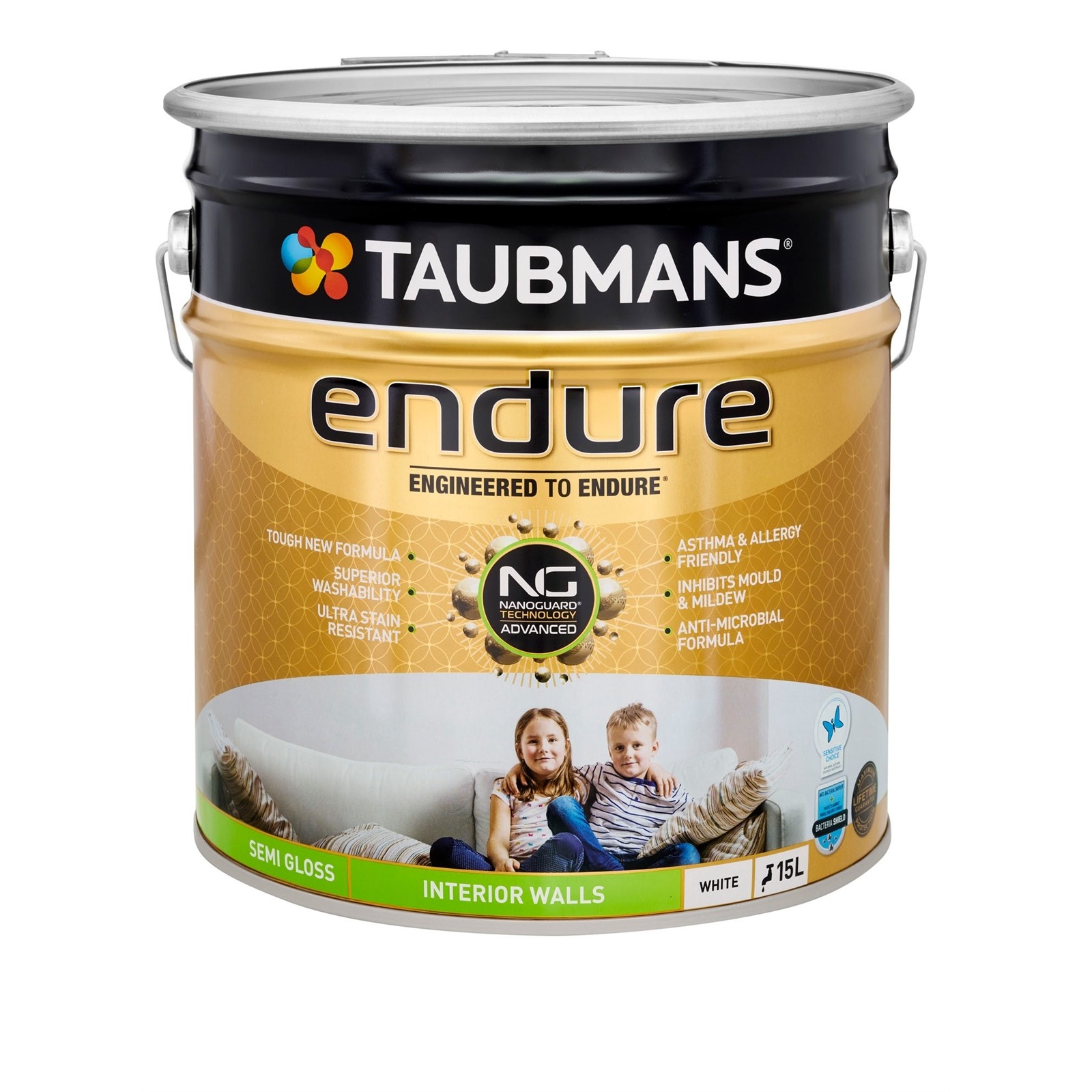 Taubmans 15L White Semi Gloss Endure Interior Walls Paint
